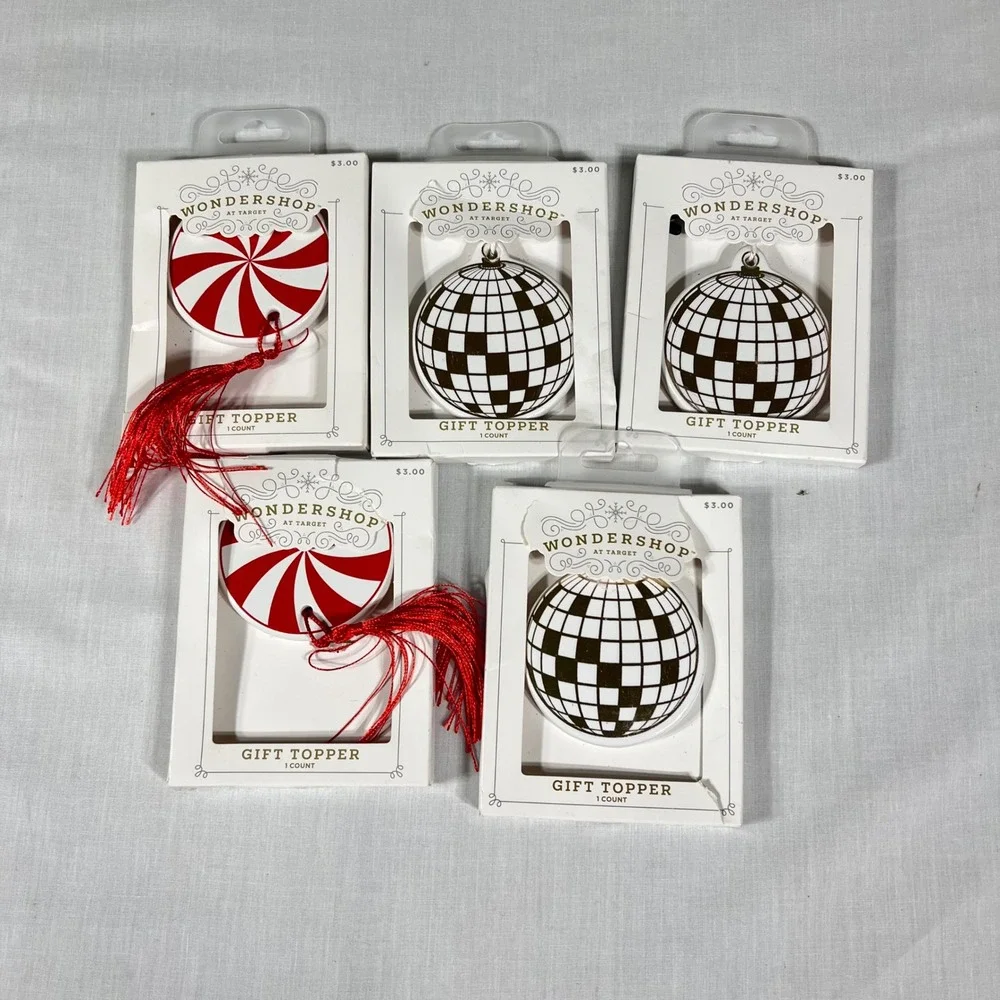 Wondershop Gift Topper Ornament Set Peppermint Disco Ball Multi Color 5 Pack